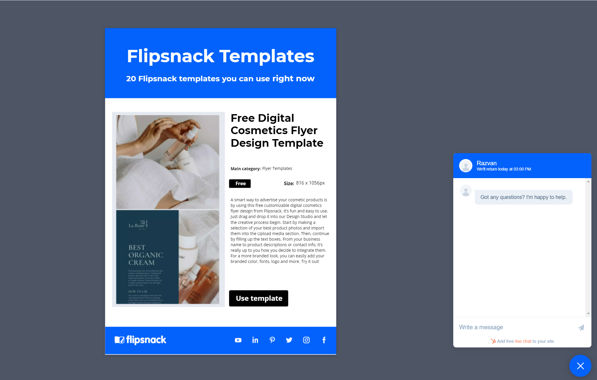 Add a Hubspot chat widget to your Flipsnack catalogs
